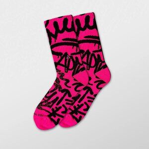 Graffiti Pink O/S Crew Sock
